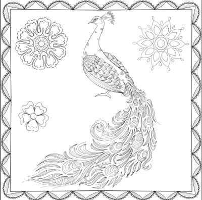 adult colouring in puzzle peacock