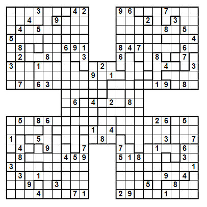 samurai jigsaw sudoku puzzle